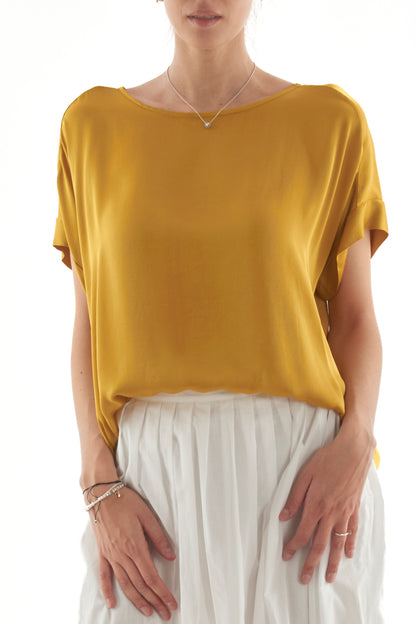 Blusa mezza maica over da Donna Motel - Senape