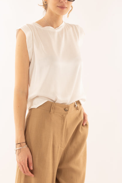 Maglia girocollo in viscosa da Donna Motel - Latte