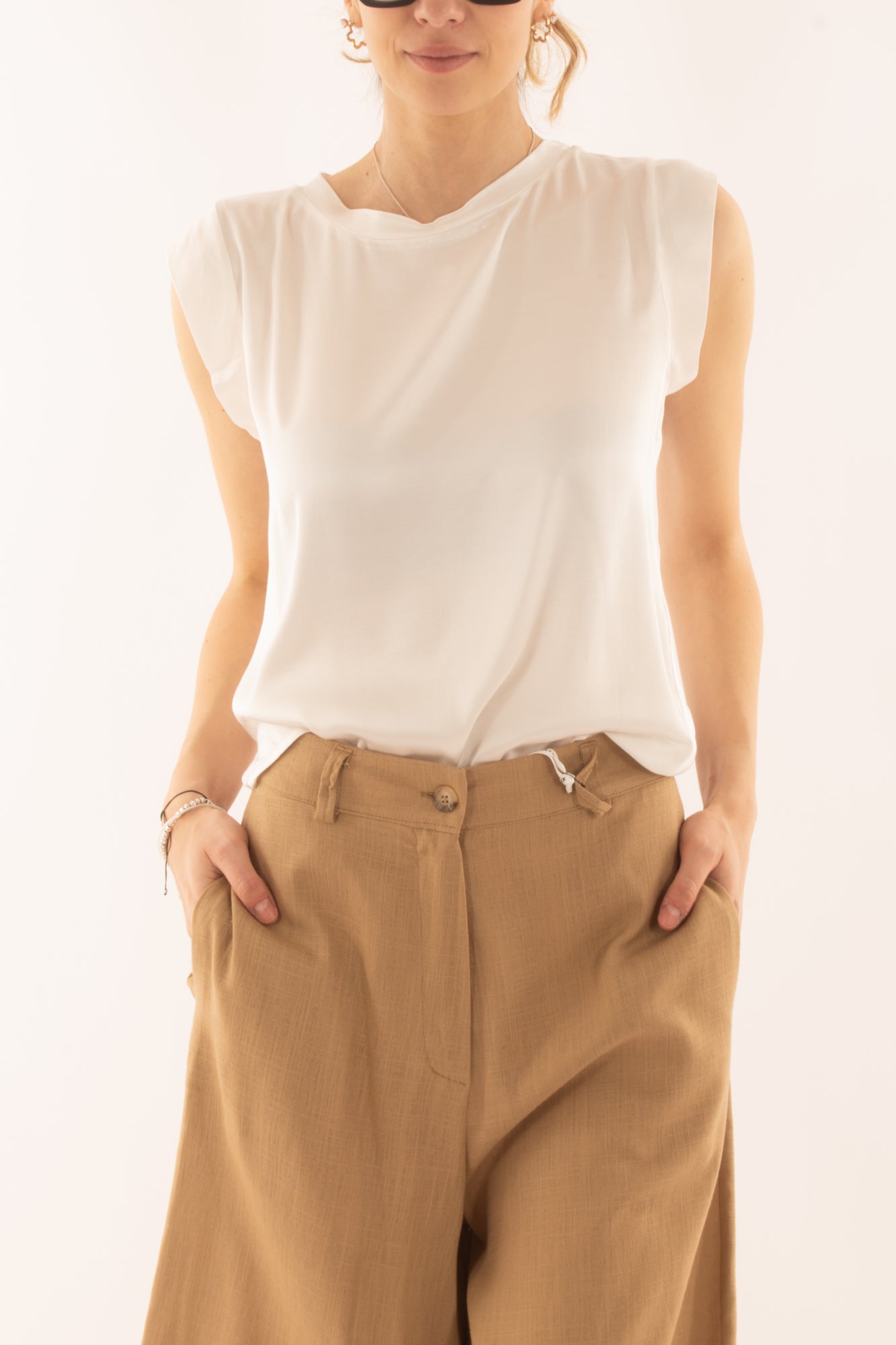 Maglia girocollo in viscosa da Donna Motel - Latte