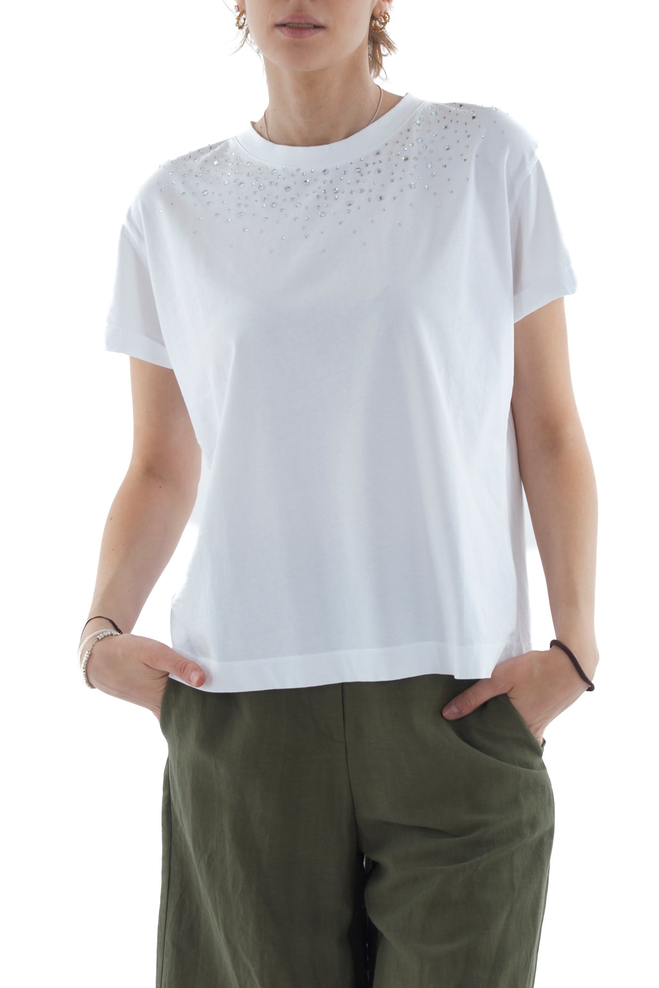 MOTEL T- shirt con pietre da Donna Motel - Bianco Bianco