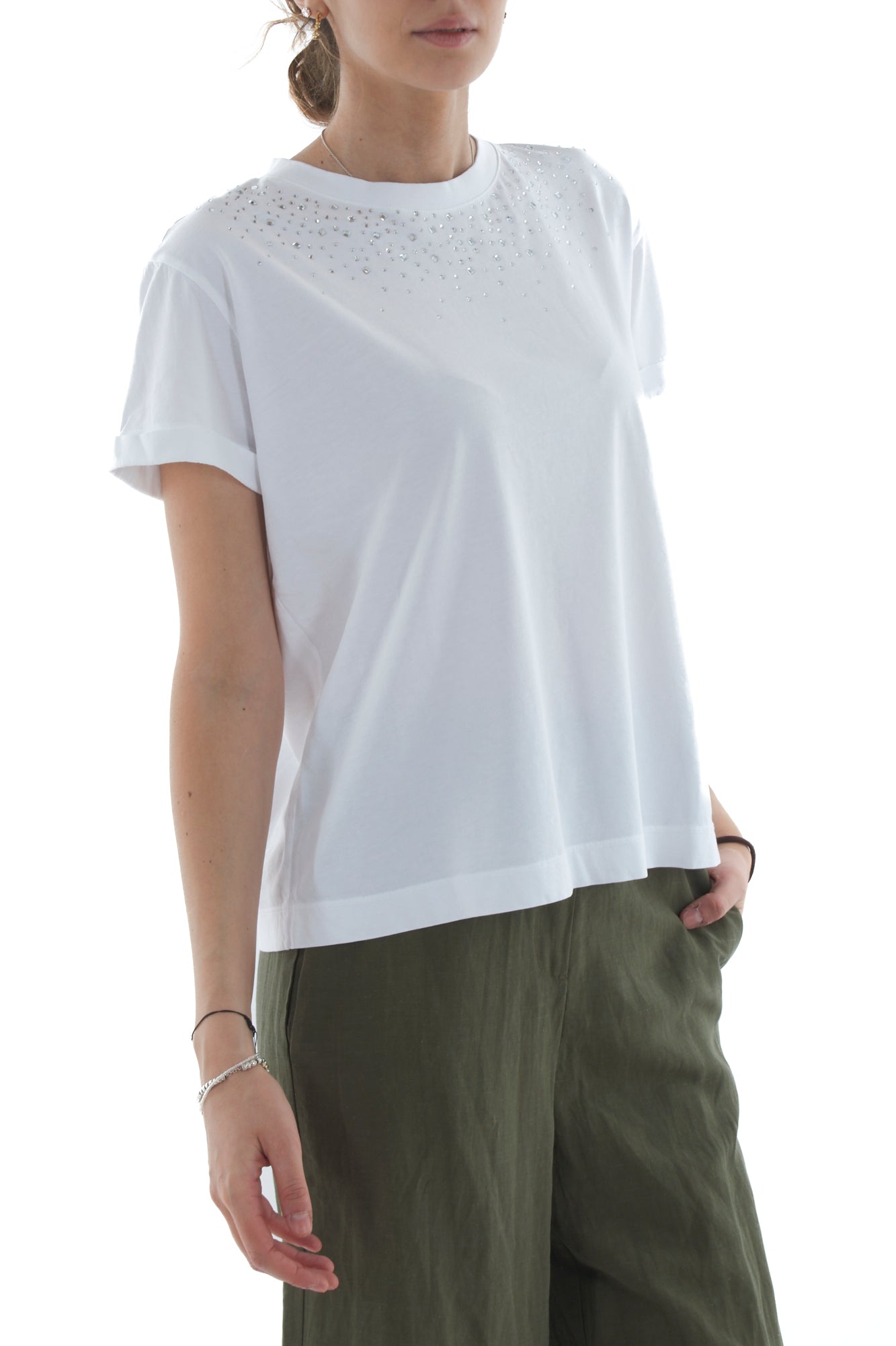 MOTEL T- shirt con pietre da Donna Motel - Bianco Bianco