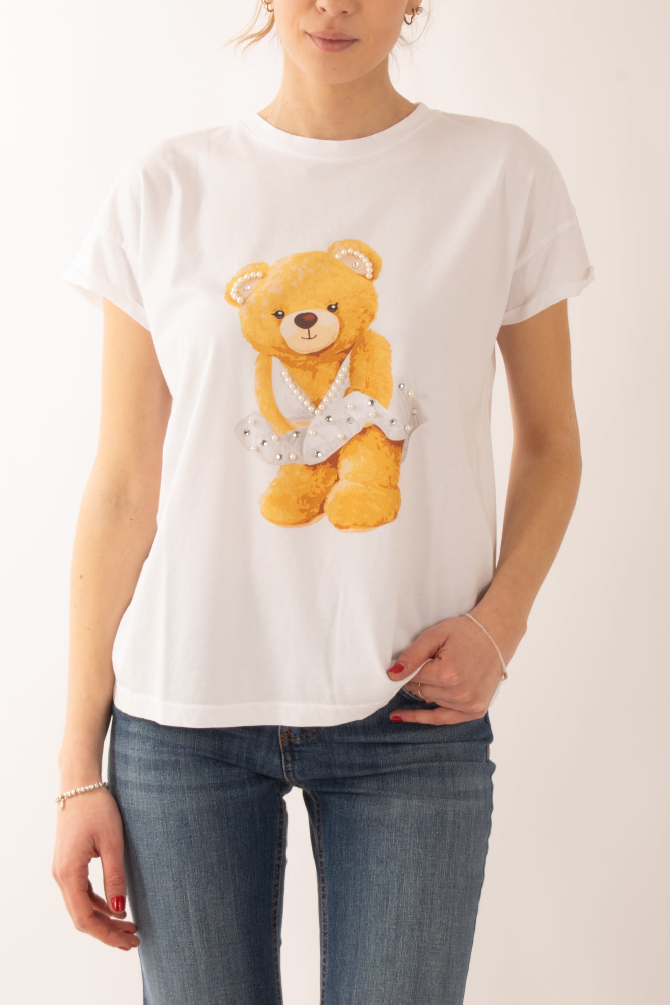 T-shirt orsetto da Donna Motel - Bianco