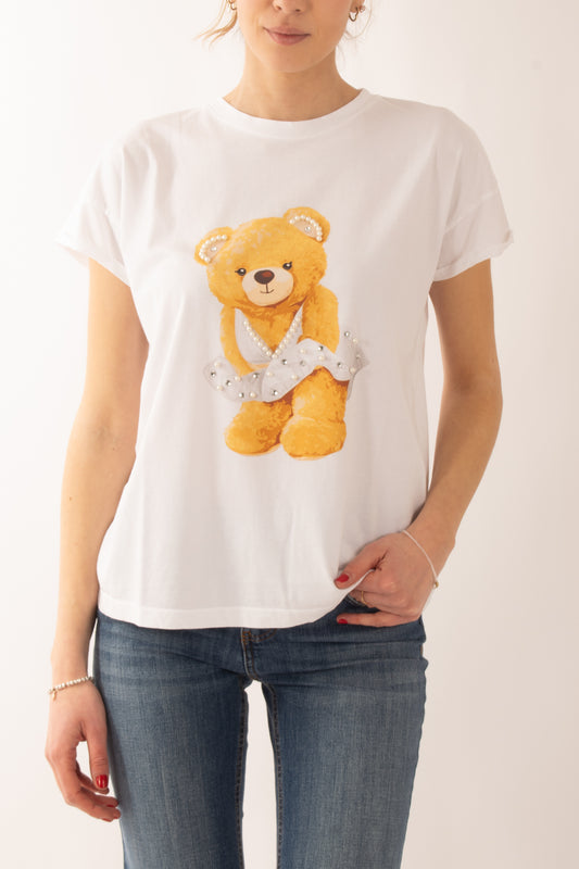 T-shirt orsetto da Donna Motel - Bianco