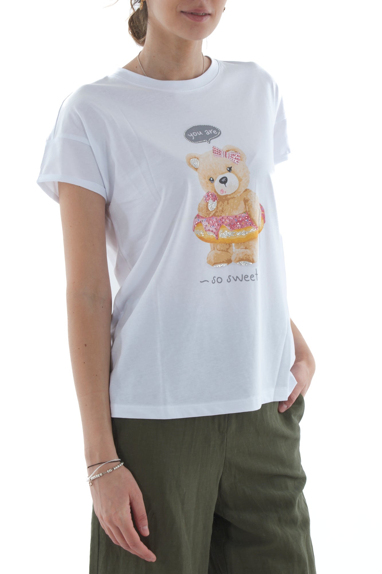 MOTEL T-shirt con orsetto da Donna Motel - Bianco Bianco