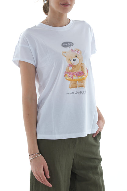 T-shirt con orsetto da Donna Motel - Bianco