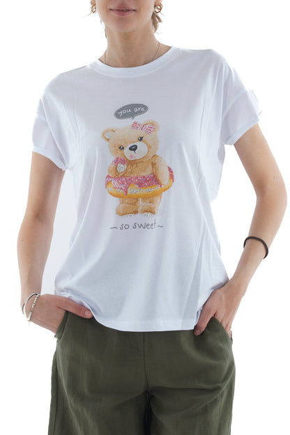 T-shirt con orsetto da Donna Motel - Bianco