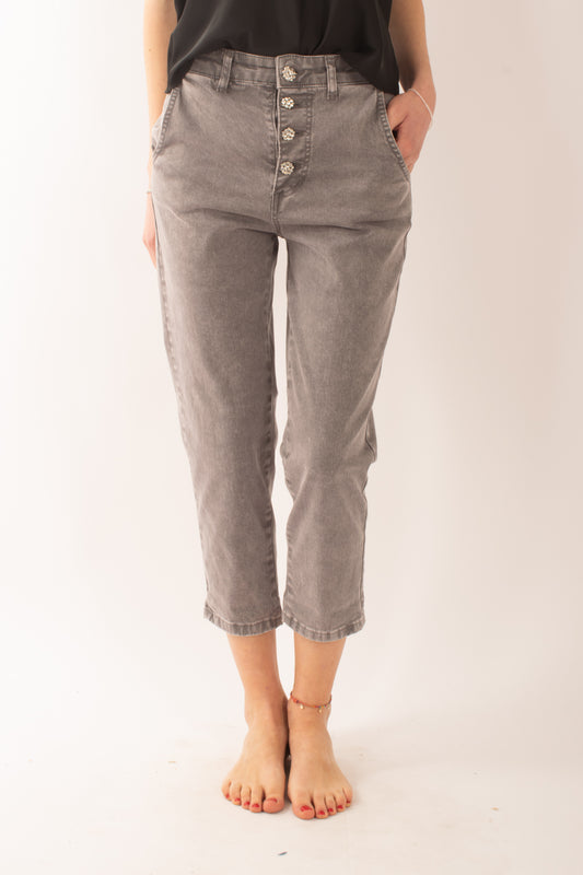 Jeans con bottoni gioiello da Donna Motel - Piombo