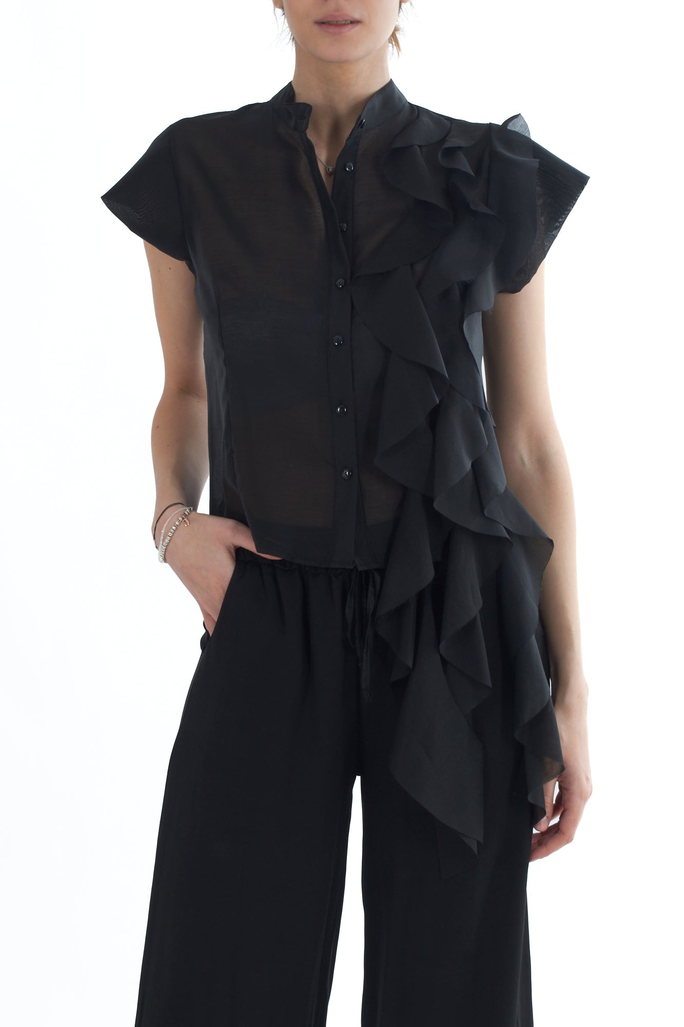 MOTEL Camicia con voilà da Donna Motel - Nero Nero