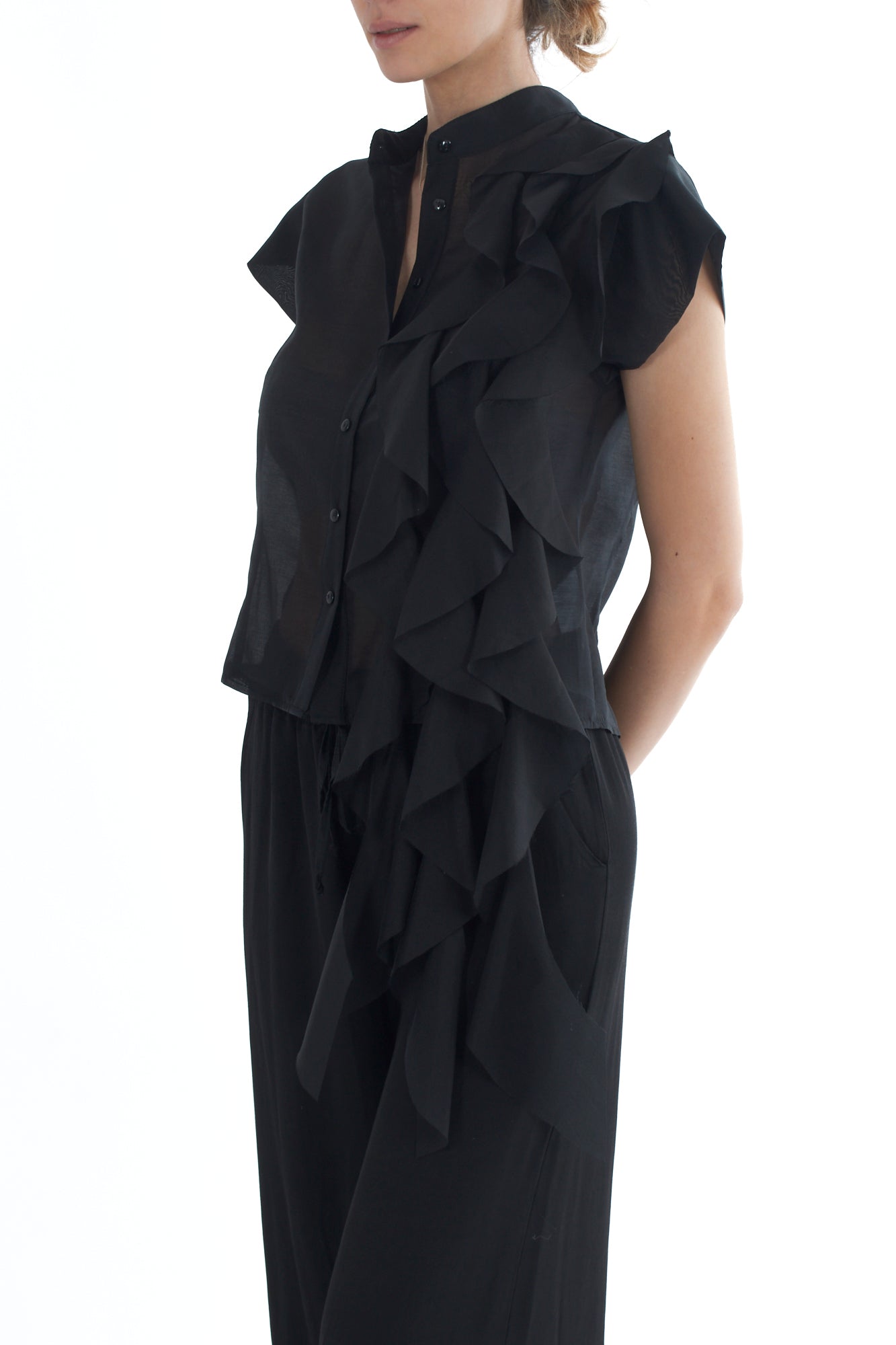 Camicia con voilà da Donna Motel - Nero