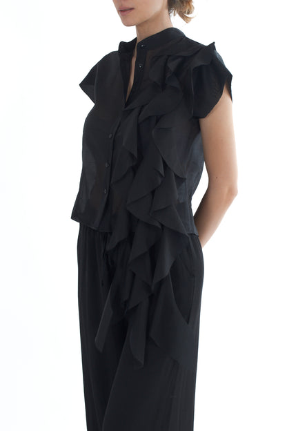 Camicia con voilà da Donna Motel - Nero