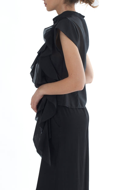 Camicia con voilà da Donna Motel - Nero