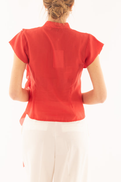 Camicia con voilà da Donna Motel - Rosso