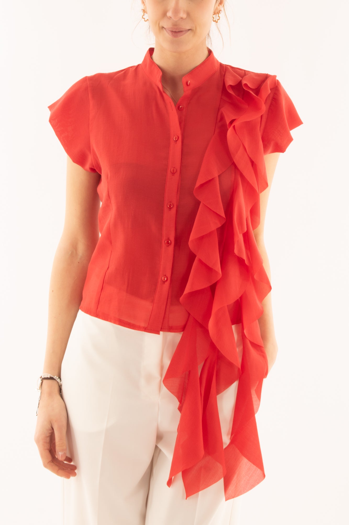 Camicia con voilà da Donna Motel - Rosso