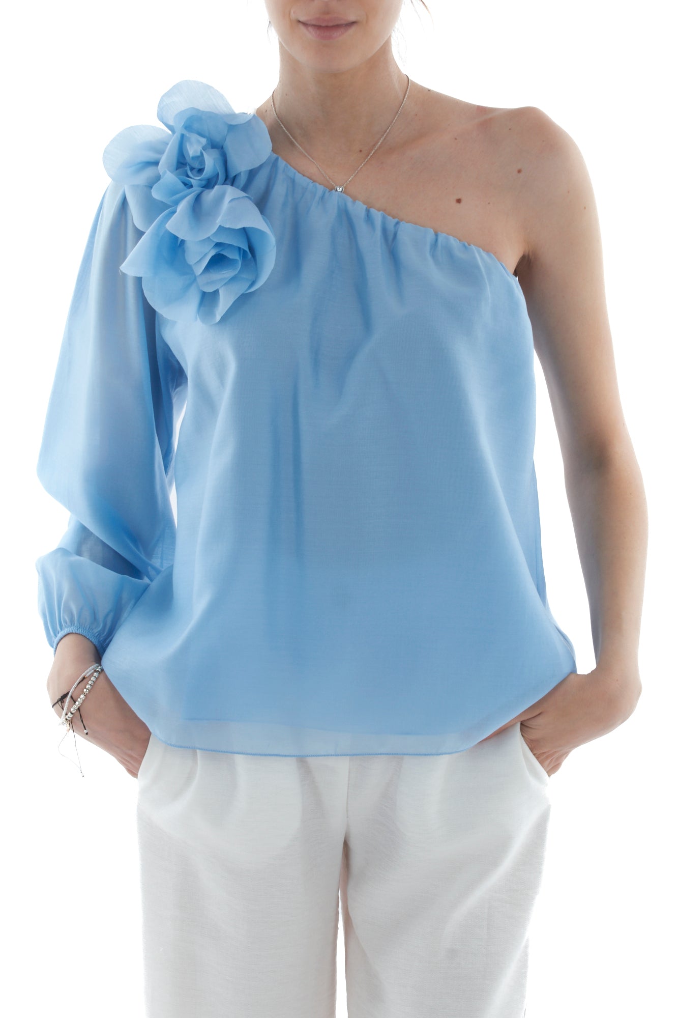 Maglia monospalla da Donna Motel - Azzurro