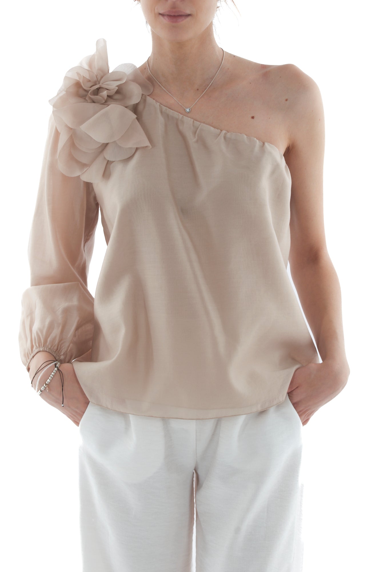 MOTEL Maglia monospalla da Donna Motel - Beige Beige