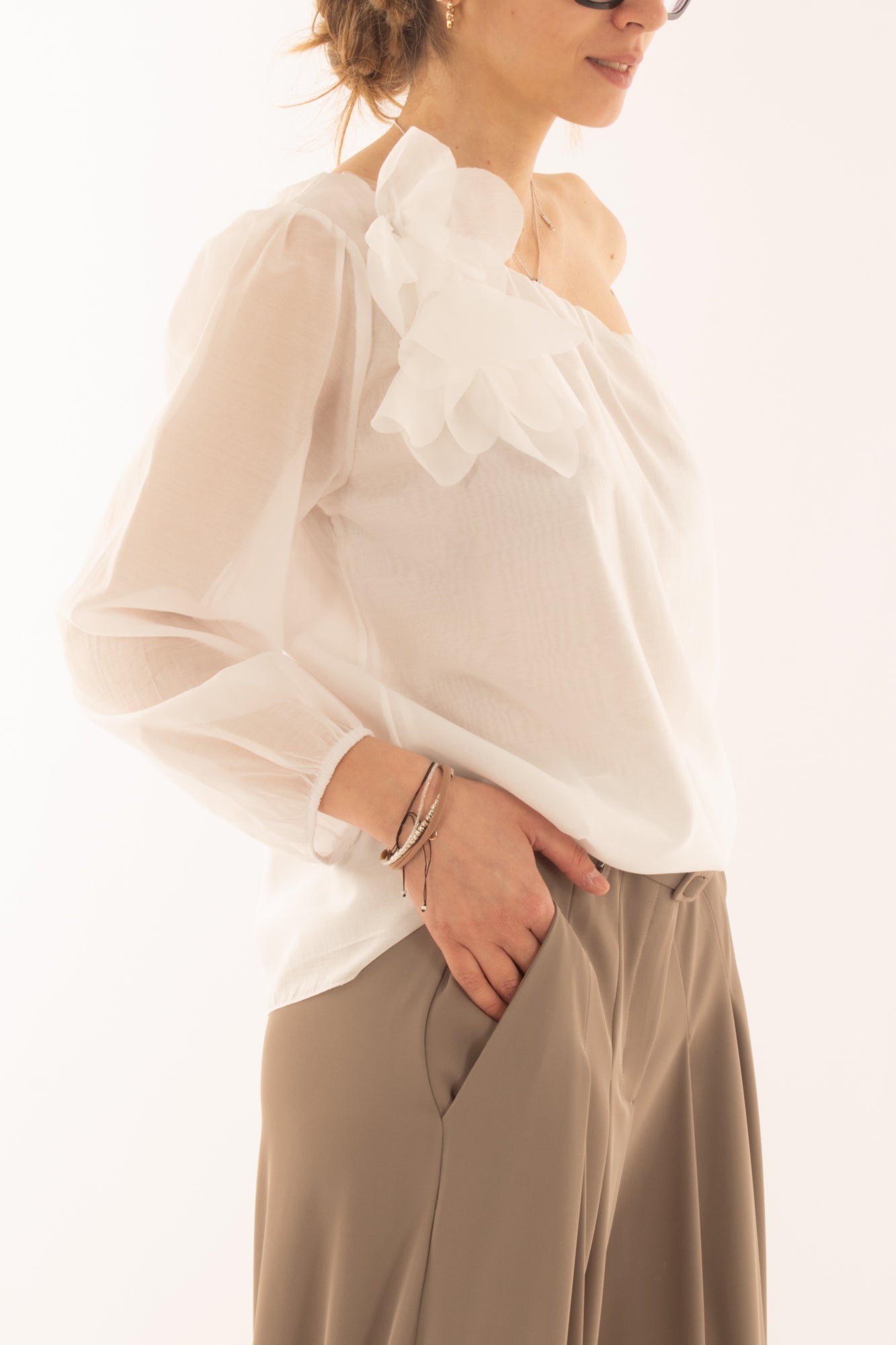 Maglia monospalla da Donna Motel - Bianco