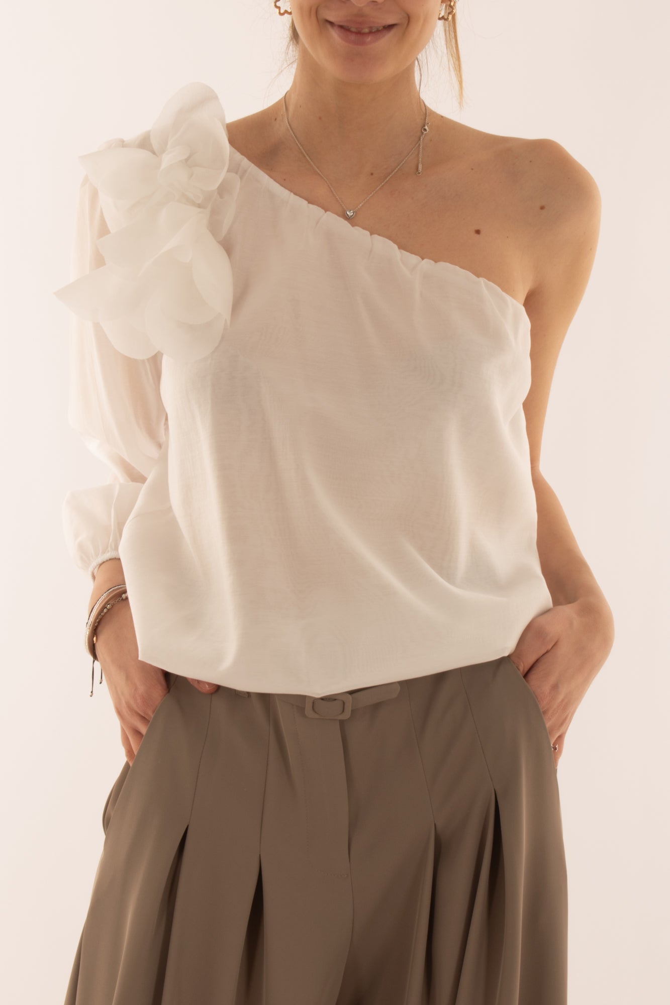 Maglia monospalla da Donna Motel - Bianco