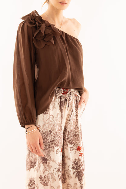 Maglia monospalla da Donna Motel - Cioccolato