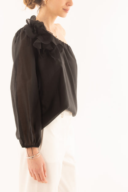 Maglia monospalla da Donna Motel - Nero