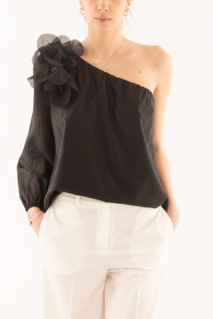 Maglia monospalla da Donna Motel - Nero