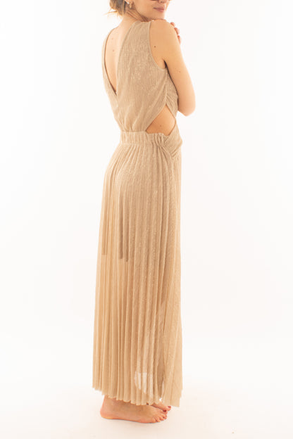 Abito lungo in lurex con stola da Donna Motel -Oro