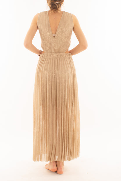 Abito lungo in lurex con stola da Donna Motel -Oro