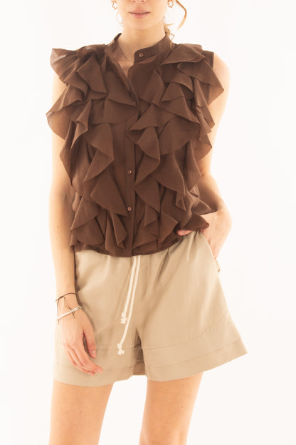Camicia con rouge da Donna Motel - Moro