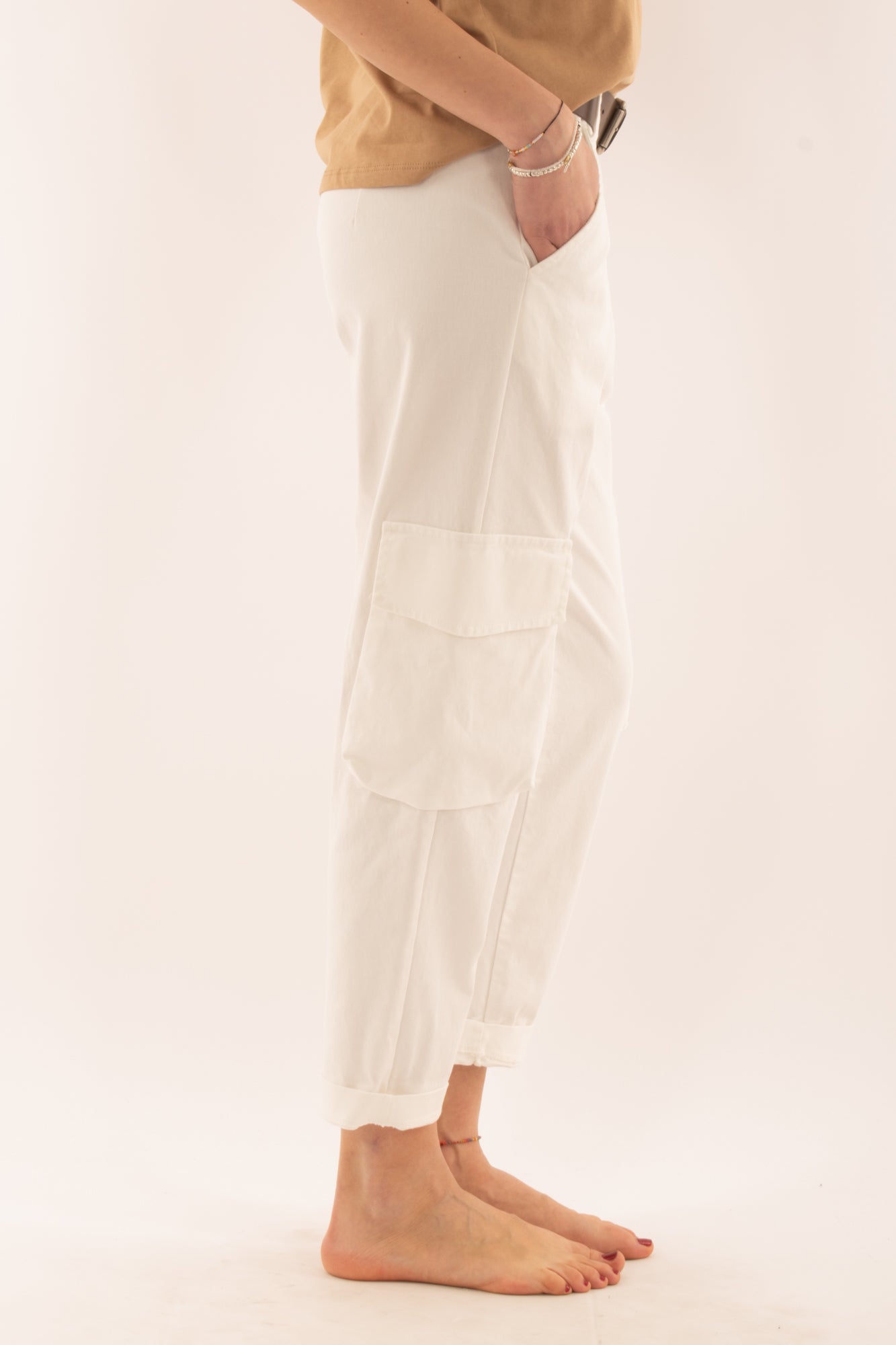 Pantalone con tasconi da Donna Motel - Latte