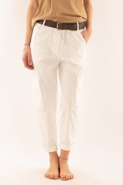 Pantalone con tasconi da Donna Motel - Latte