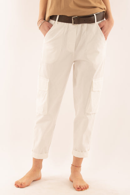 Pantalone con tasconi da Donna Motel - Latte