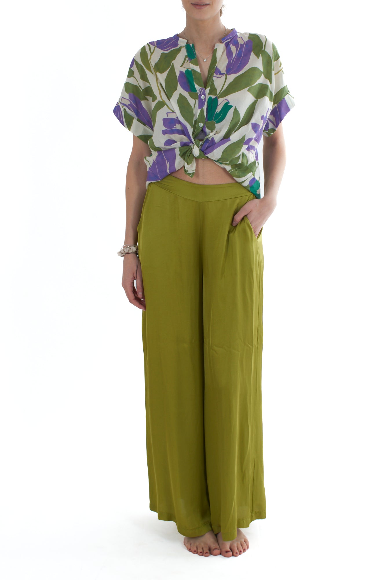 Camicia fantasia da Donna Motel- Verde