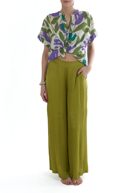 Camicia fantasia da Donna Motel- Verde