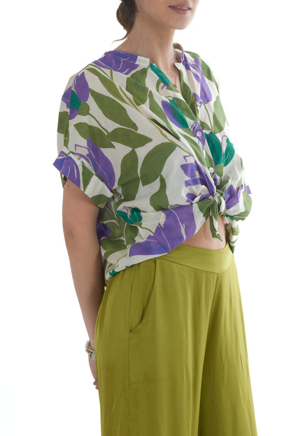 Camicia fantasia da Donna Motel- Verde