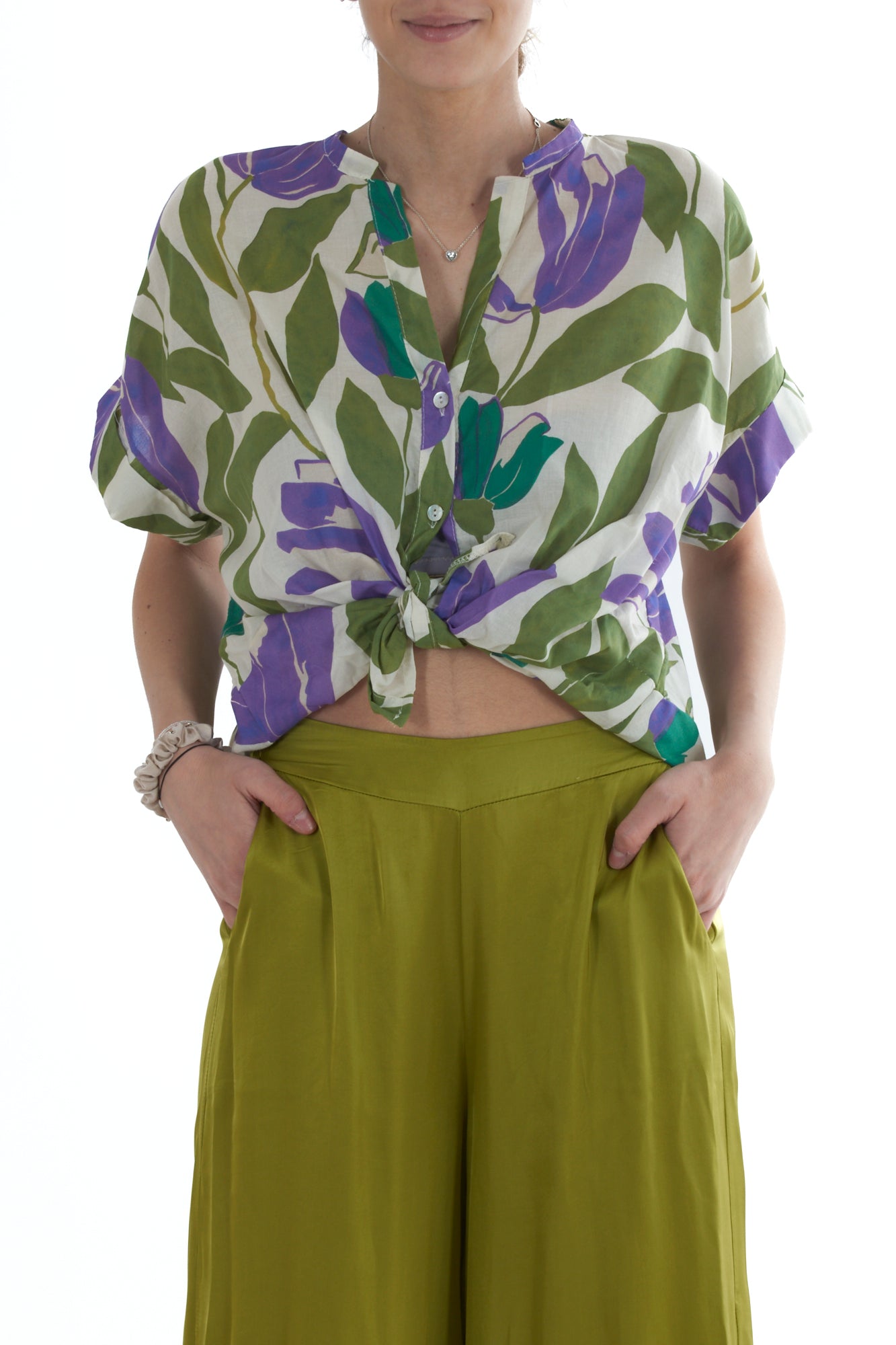 Camicia fantasia da Donna Motel- Verde