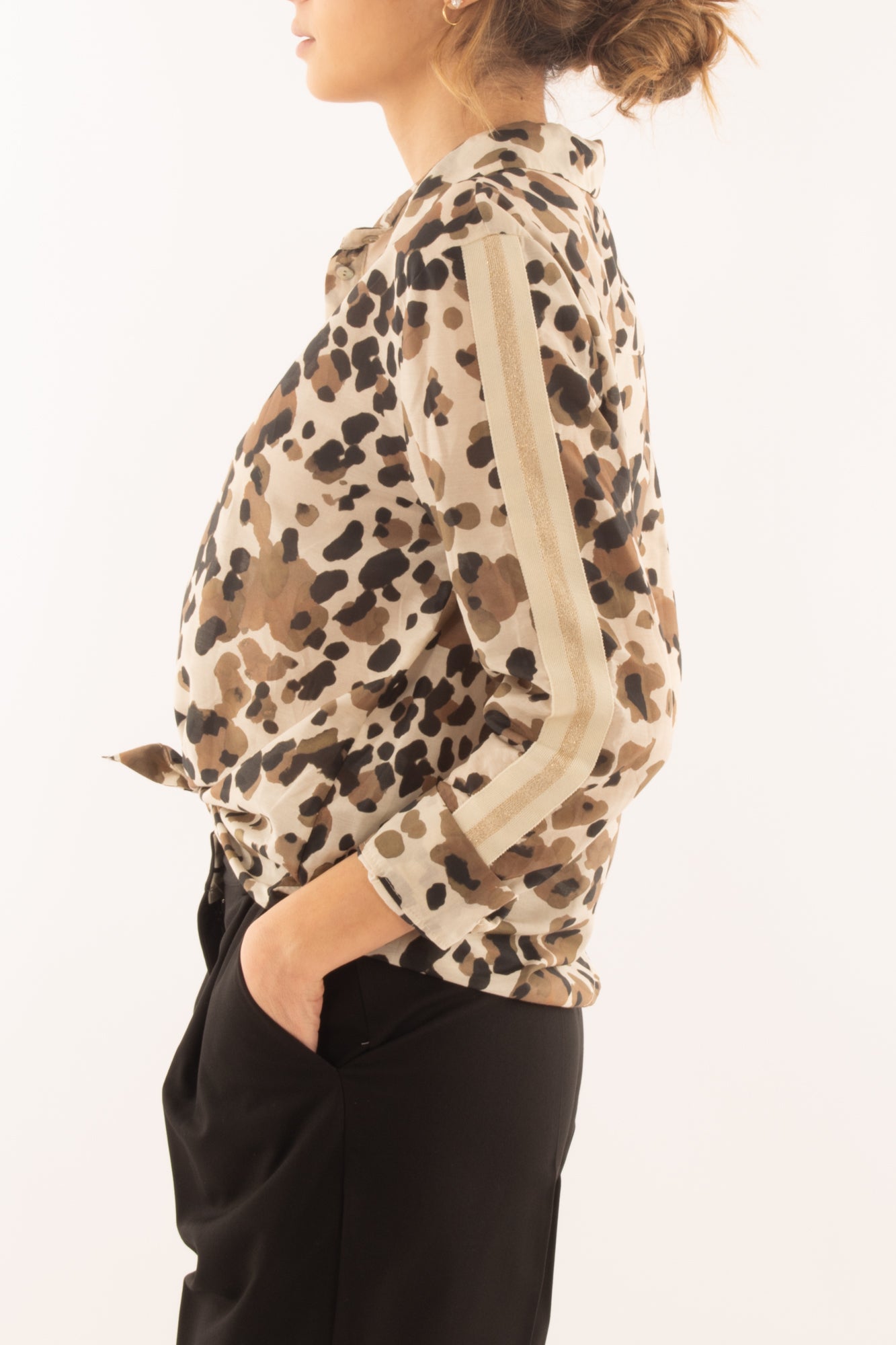 Camicia militare in misto seta da Donna Motel - Sabbia