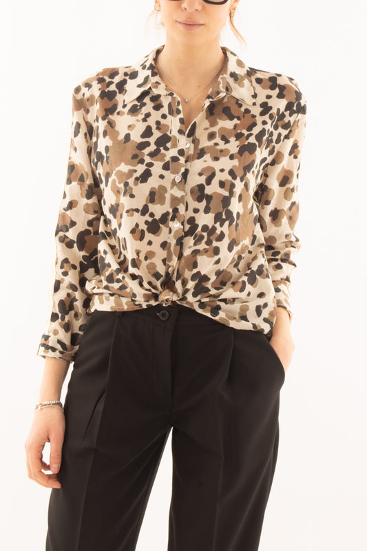 Camicia militare in misto seta da Donna Motel - Sabbia