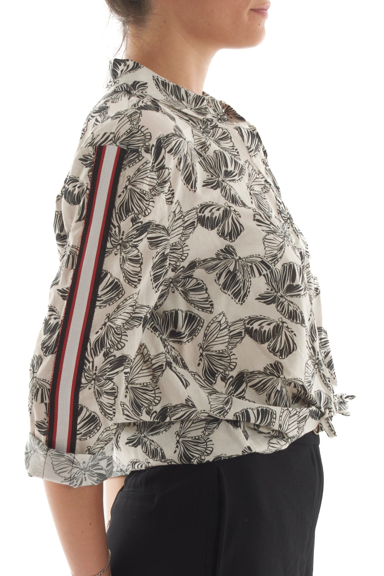 Camicia fantasia con banda Motel - Nero