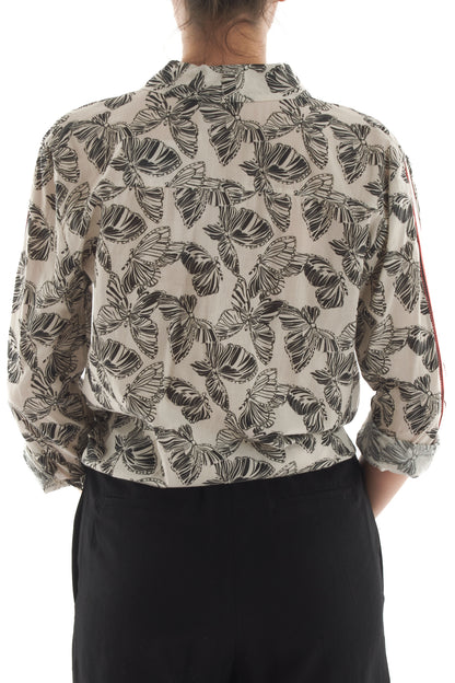 Camicia fantasia con banda Motel - Nero