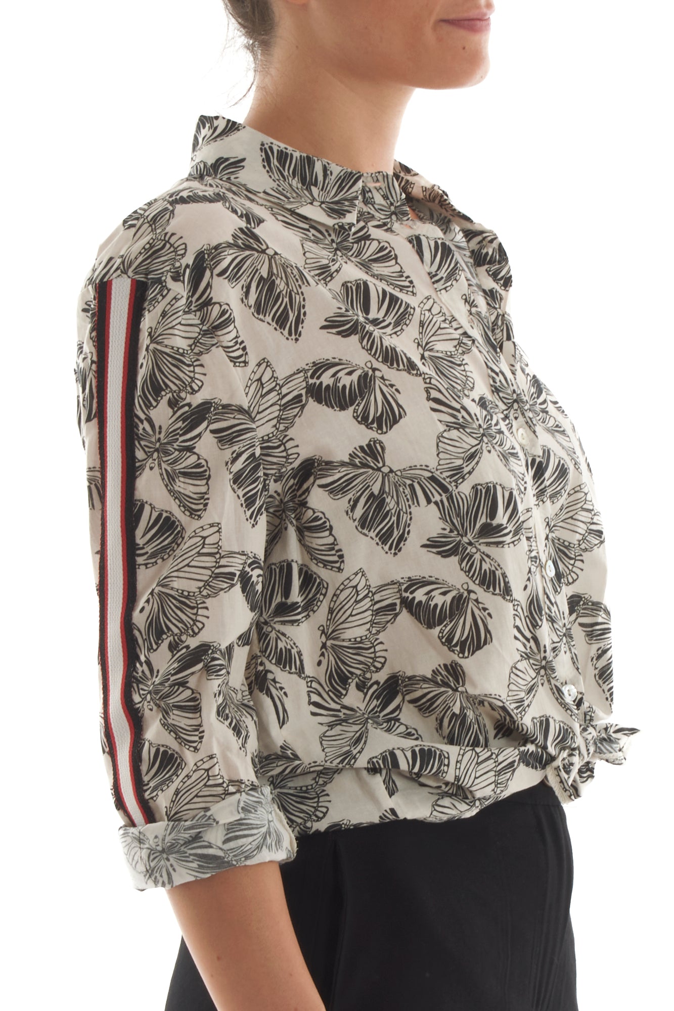 Camicia fantasia con banda Motel - Nero