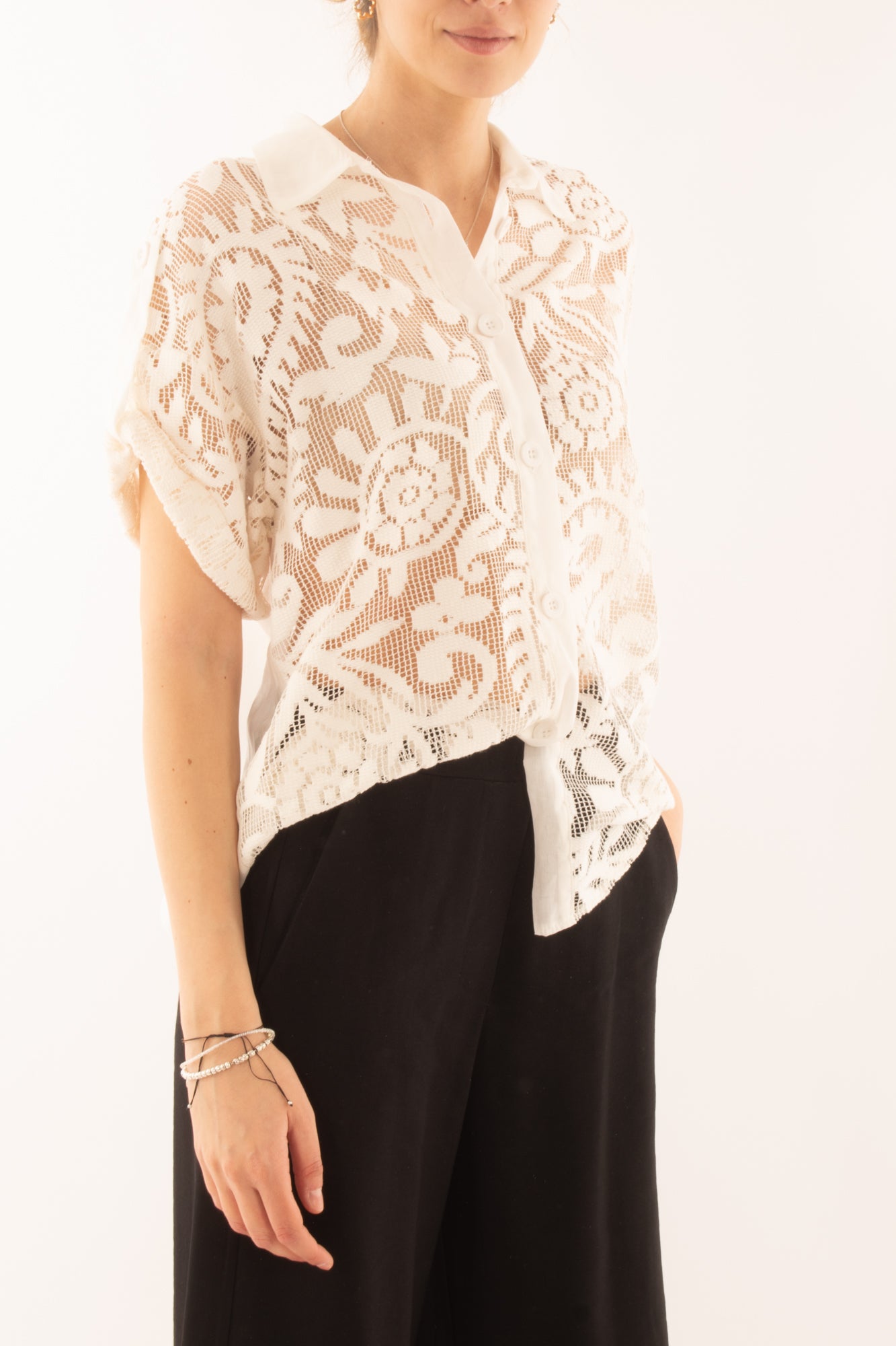 Camicia di pizzo da Donna Motel - Naturale