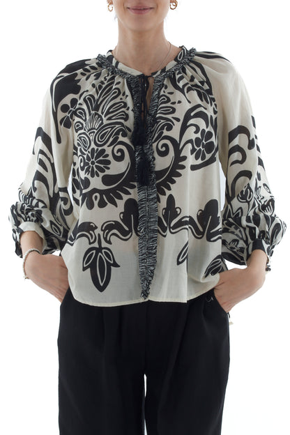 Camicia fantasia da Donna - Motel - Nero