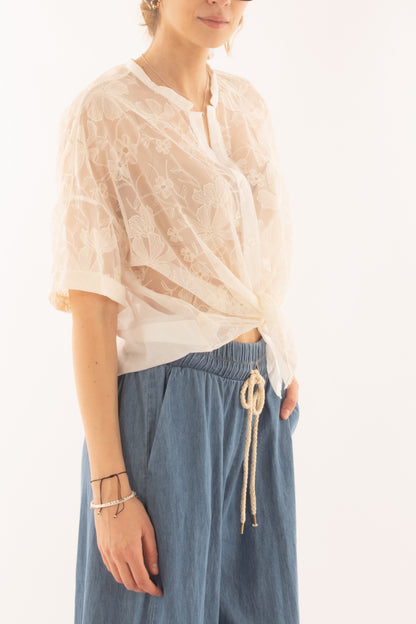 Camicia di pizzo da Donna Motel - Panna