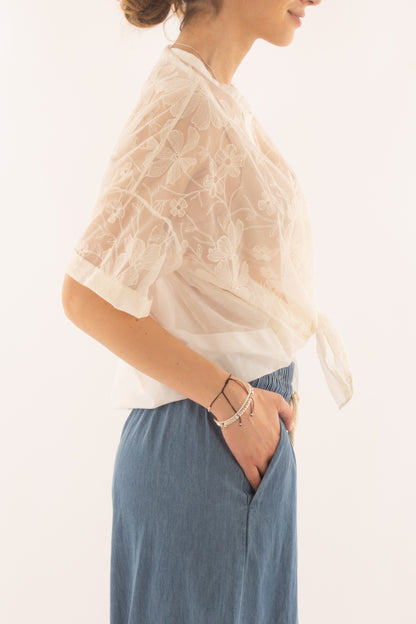 Camicia di pizzo da Donna Motel - Panna