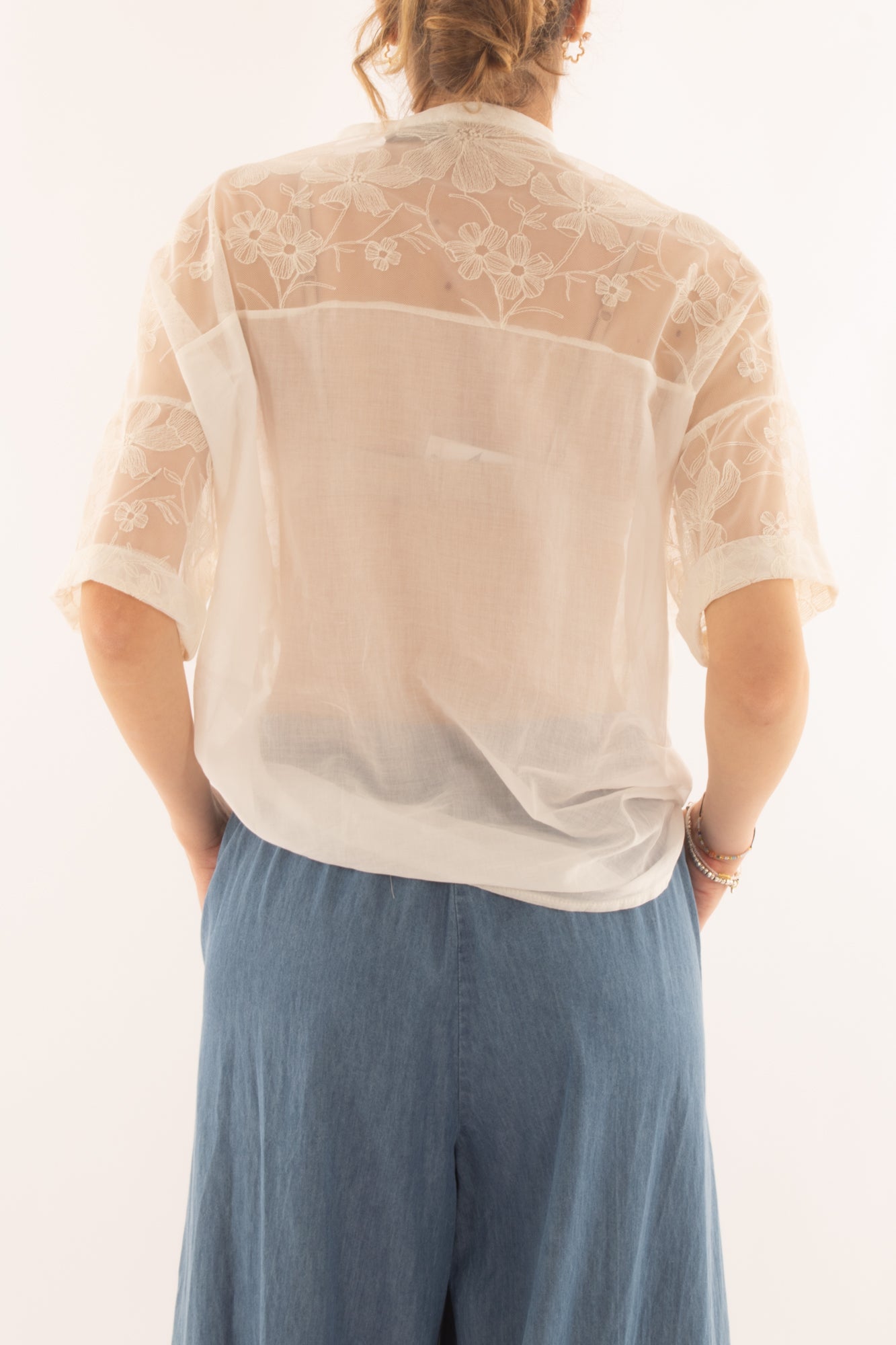 Camicia di pizzo da Donna Motel - Panna