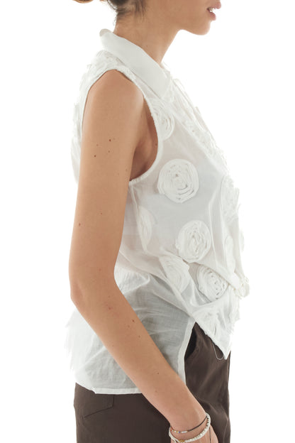 Camicia smanicata con fiori da Donna Motel