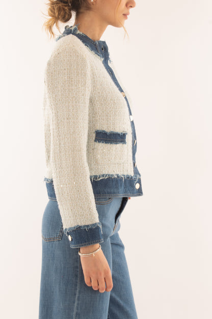 Giacca chanel con profili da Donna Motel - Bianco