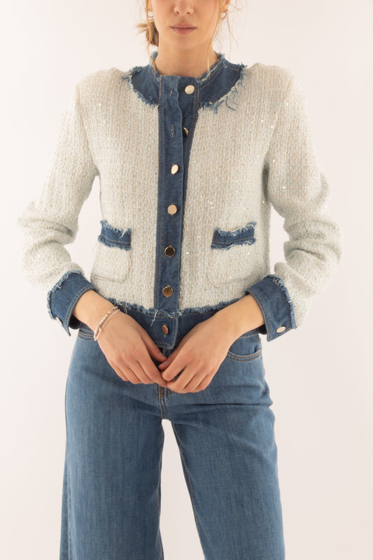 Giacca chanel con profili da Donna Motel - Bianco