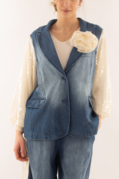 Giacca di jeans e paillettes da Donna Motel - Jeans