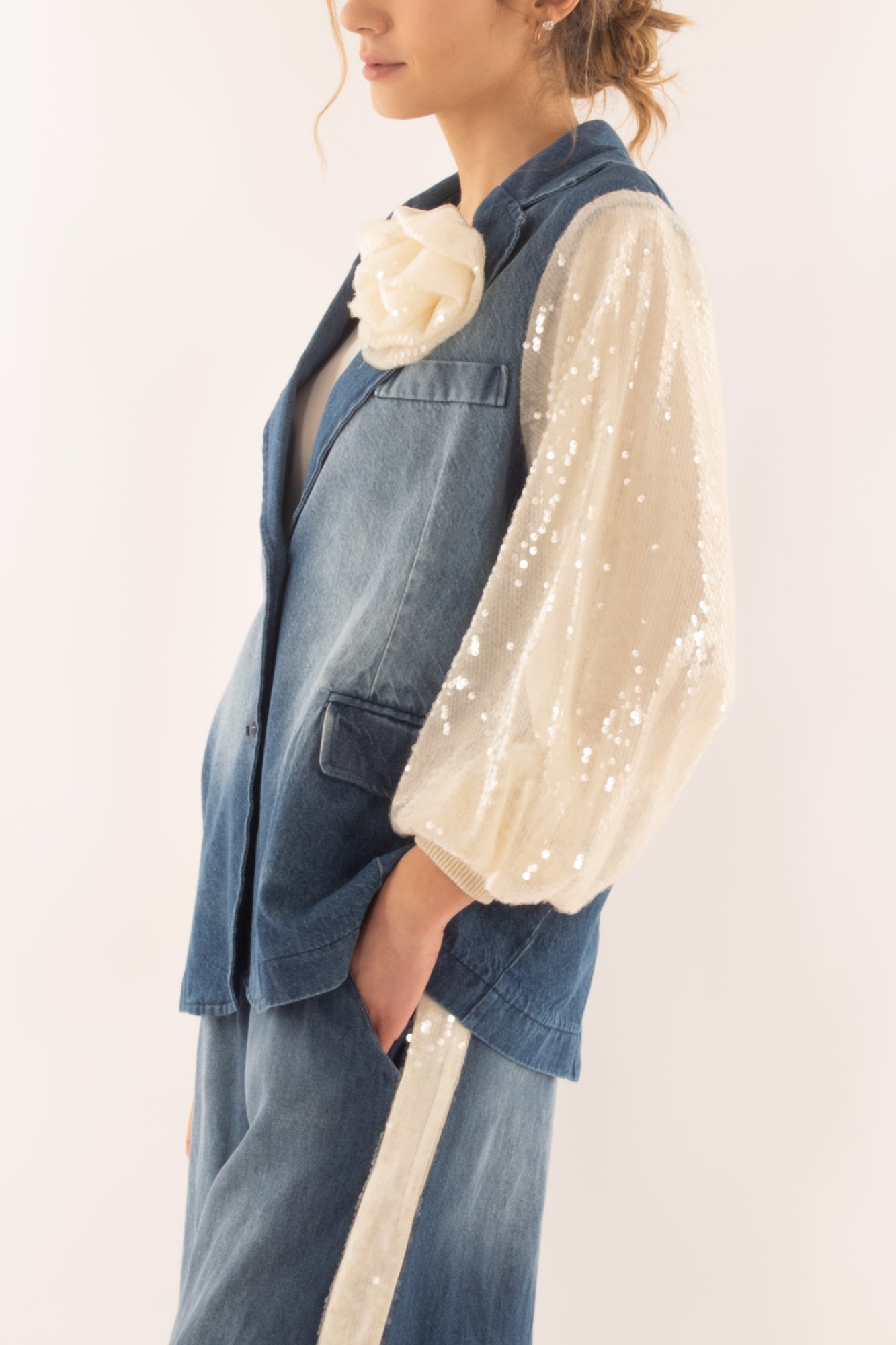 Giacca di jeans e paillettes da Donna Motel - Jeans