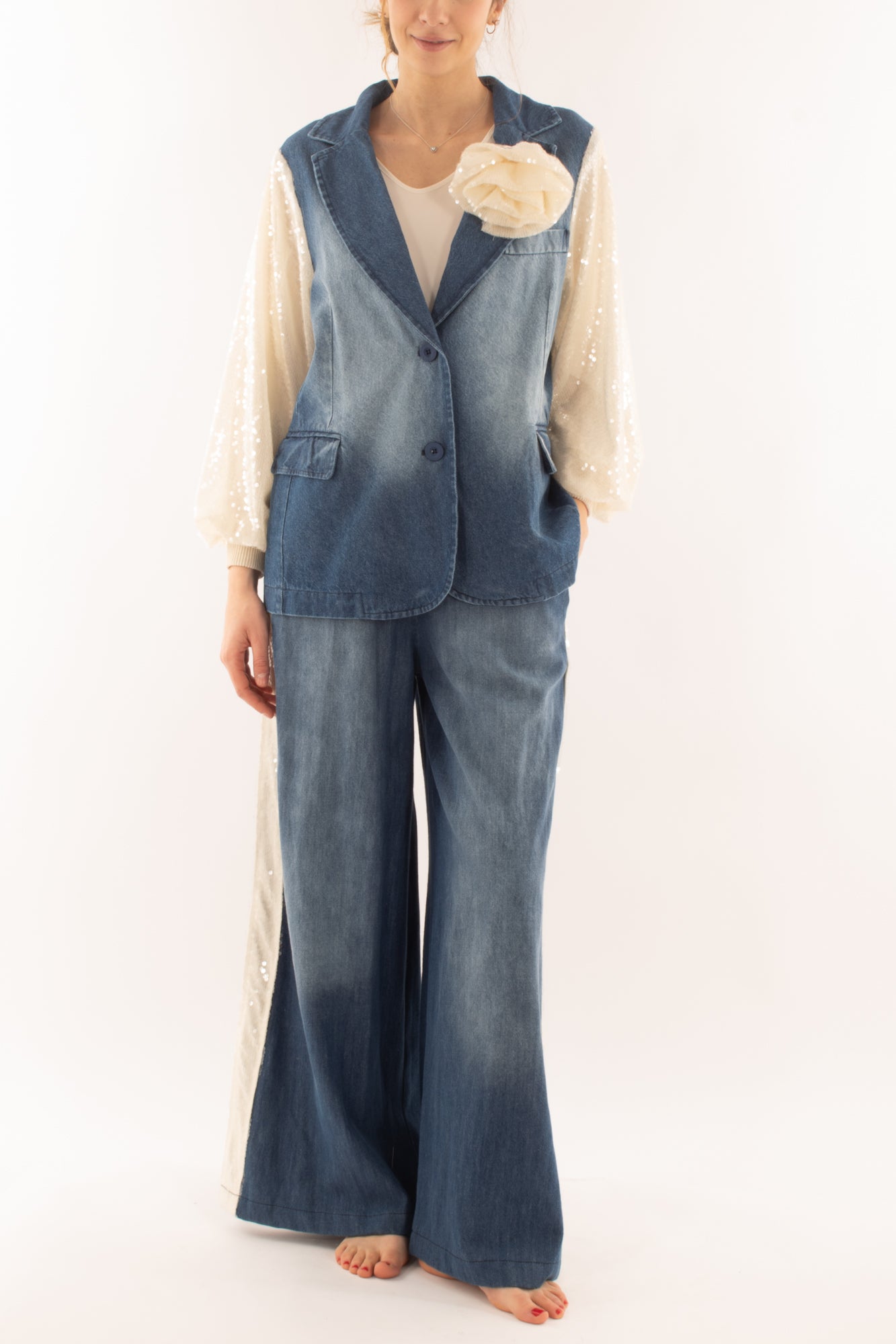 Giacca di jeans e paillettes da Donna Motel - Jeans